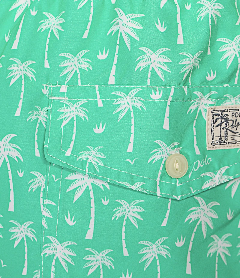 Polo Ralph Lauren Traveler Classic Palm Tree Motif Print 5.75 Inseam Swim Trunks