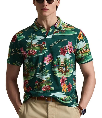Polo Ralph Lauren Tropical Floral Jersey Short Sleeve Polo Shirt