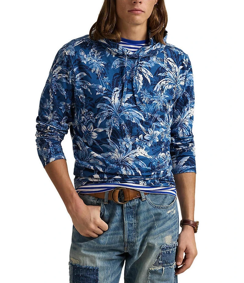 Polo Ralph Lauren Tropical-Print Jersey Long Sleeve Hoodie T-Shirt