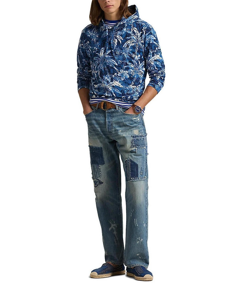 Polo Ralph Lauren Tropical-Print Jersey Long Sleeve Hoodie T-Shirt