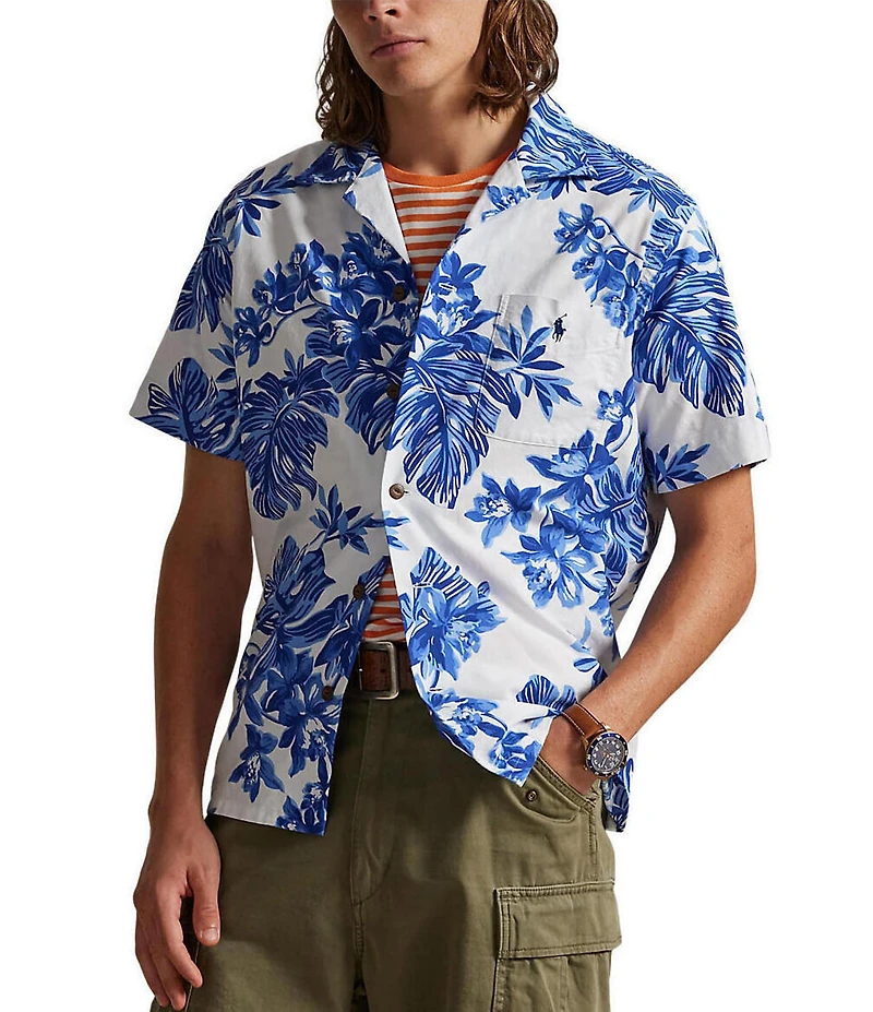 Polo Ralph Lauren Tropical Print Oxford Short Sleeve Woven Camp Shirt