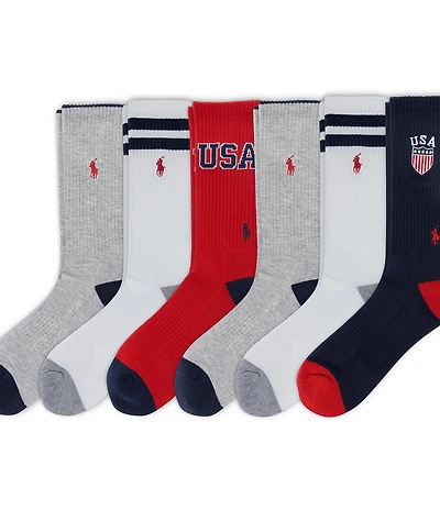 Polo Ralph Lauren USA Crew Socks 6-Pack