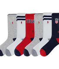 Polo Ralph Lauren USA Crew Socks 6-Pack