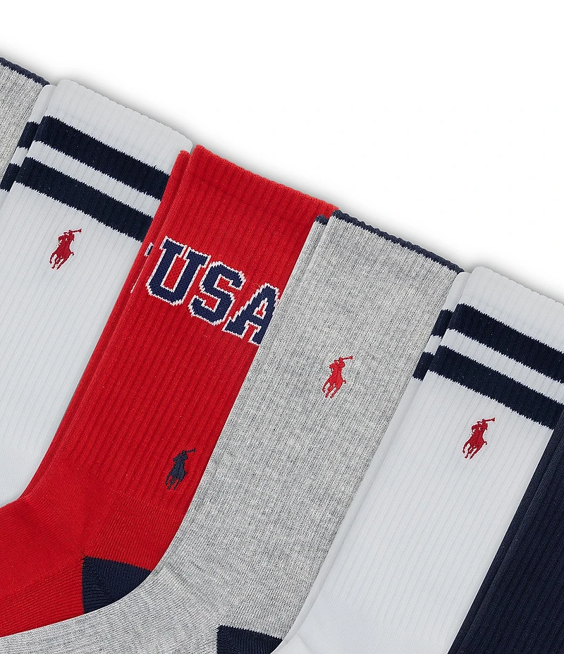 Polo Ralph Lauren USA Crew Socks 6-Pack