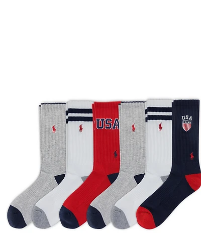Polo Ralph Lauren USA Crew Socks 6-Pack