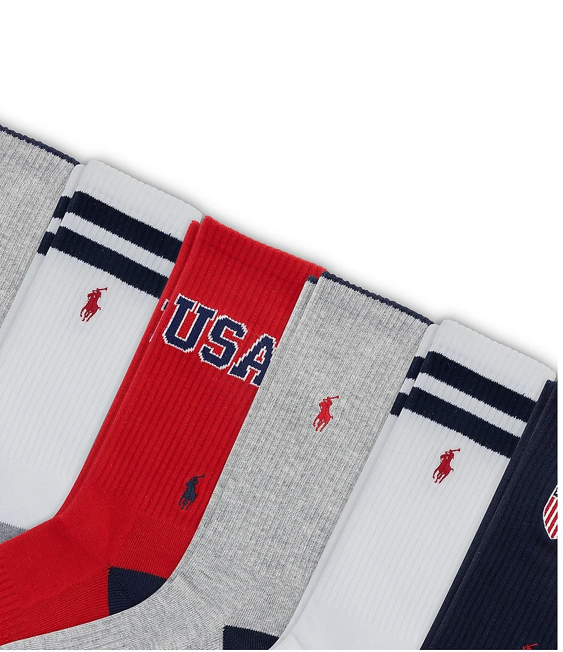 Polo Ralph Lauren USA Crew Socks 6-Pack