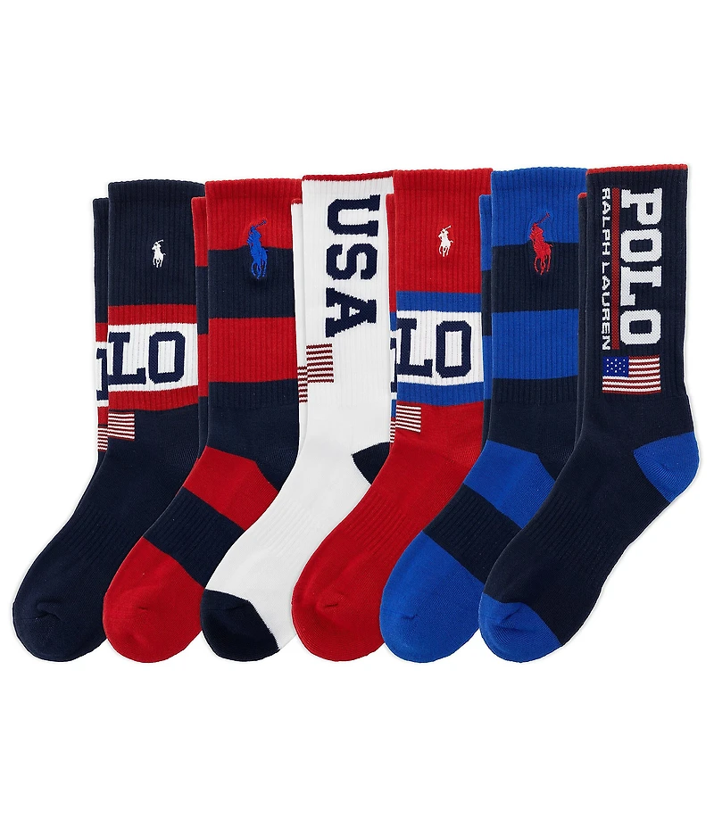 Polo Ralph Lauren USA Stadium Crew Socks 6-Pack