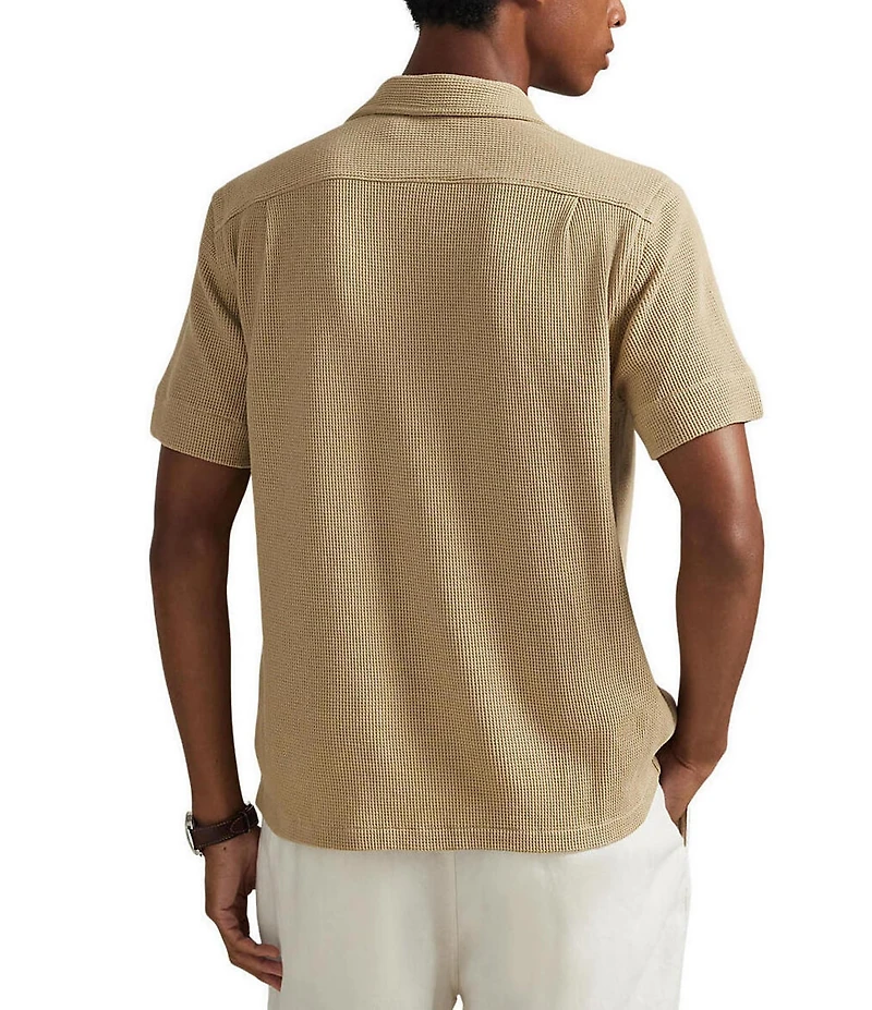 Polo Ralph Lauren Waffle-Knit Cotton-Linen Short Sleeve Woven Camp Shirt