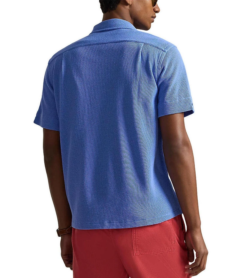 Polo Ralph Lauren Waffle-Knit Cotton-Linen Short Sleeve Woven Camp Shirt