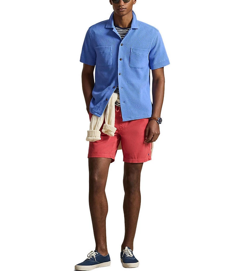 Polo Ralph Lauren Waffle-Knit Cotton-Linen Short Sleeve Woven Camp Shirt