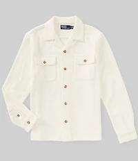 Polo Ralph Lauren Waffle Knit Long Sleeve Woven Camp Shirt