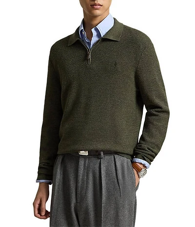 Polo Ralph Lauren Washable Wool Polo Collar Quarter Zip Sweater