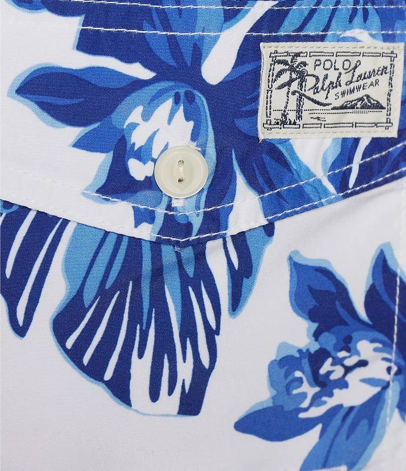 Polo Ralph Lauren White Tropical Traveler Classic Swim Trunks