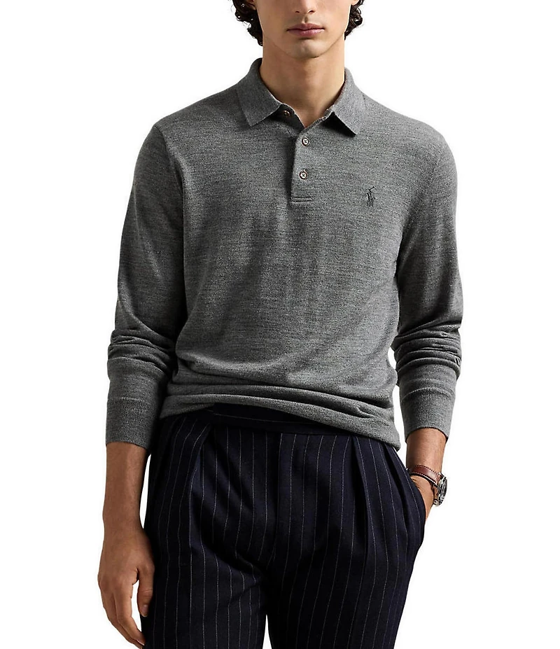 Polo Ralph Lauren Wool Long Sleeve Polo Sweater