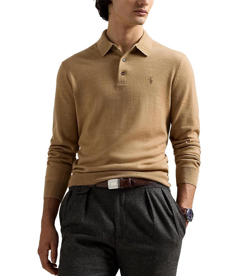 Polo Ralph Lauren Wool Long Sleeve Polo Sweater