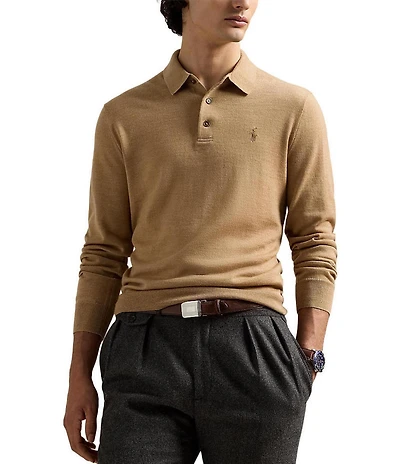 Polo Ralph Lauren Wool Long Sleeve Polo Sweater