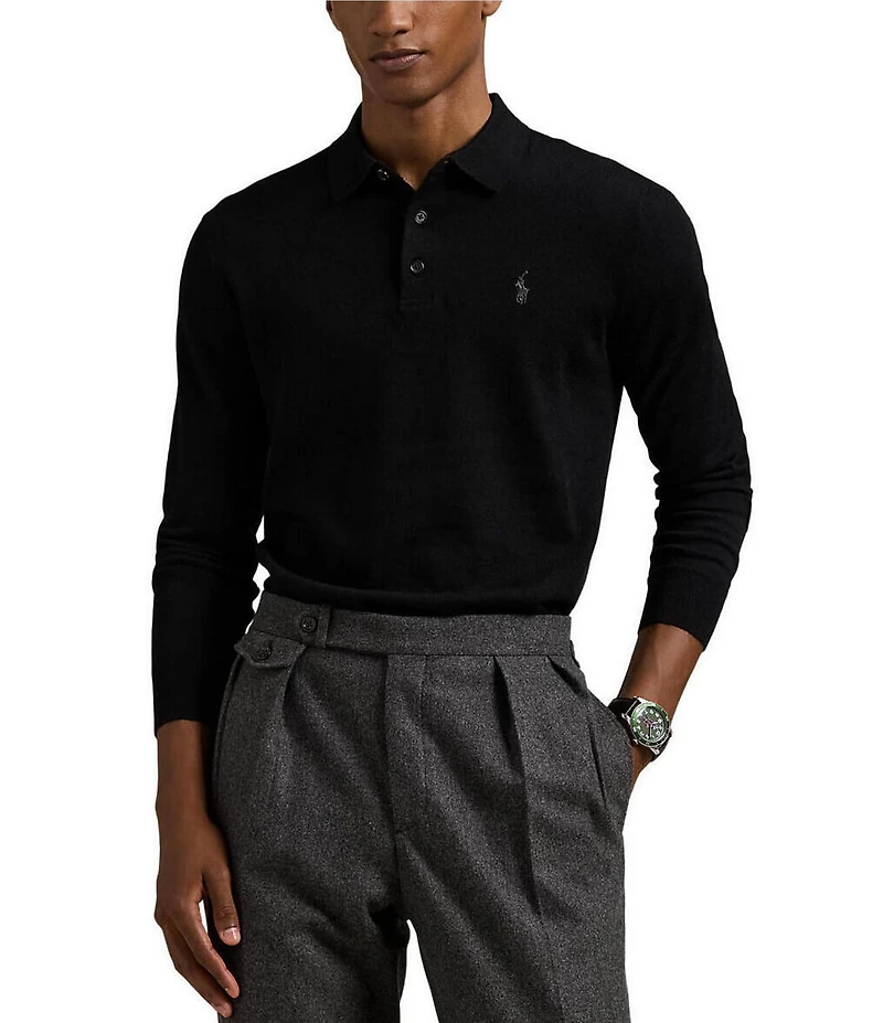 Polo Ralph Lauren Wool Long Sleeve Polo Sweater