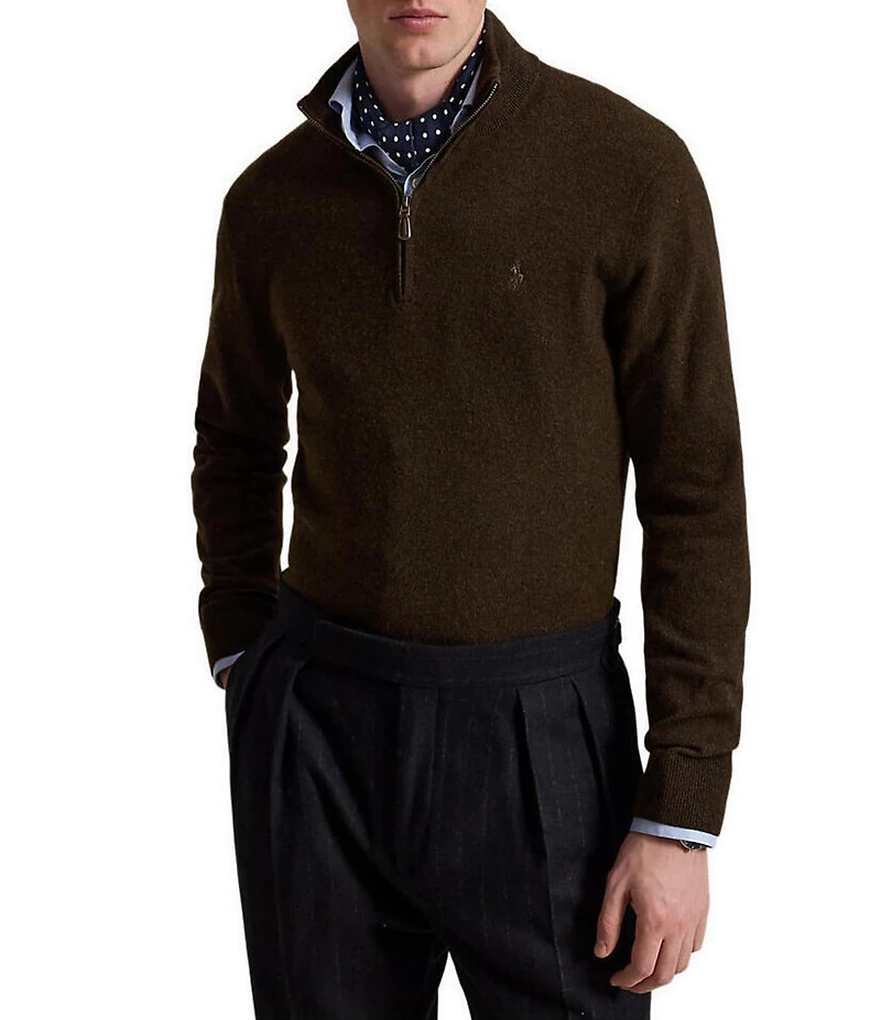 Polo Ralph Lauren Wool Rib-knit Quarter-Zip Sweater