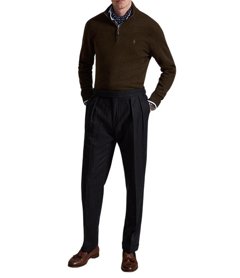 Polo Ralph Lauren Wool Rib-knit Quarter-Zip Sweater