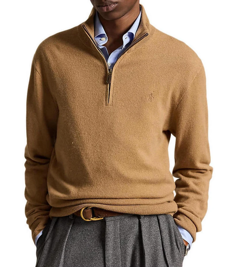 Polo Ralph Lauren Wool Rib-knit Quarter-Zip Sweater