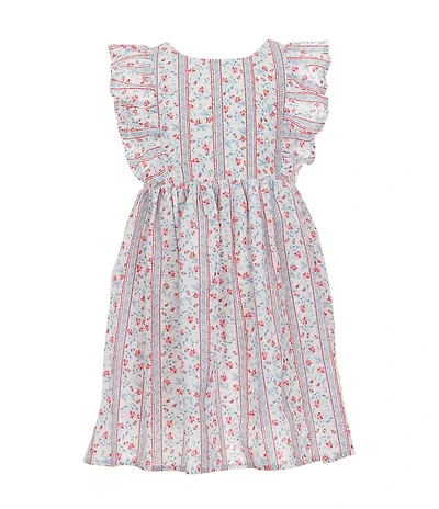 Popatu Little Girls Flutter-Sleeve Mixed-Media-Printed Fit & Flare Dress