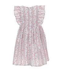 Popatu Little Girls Flutter-Sleeve Mixed-Media-Printed Fit & Flare Dress