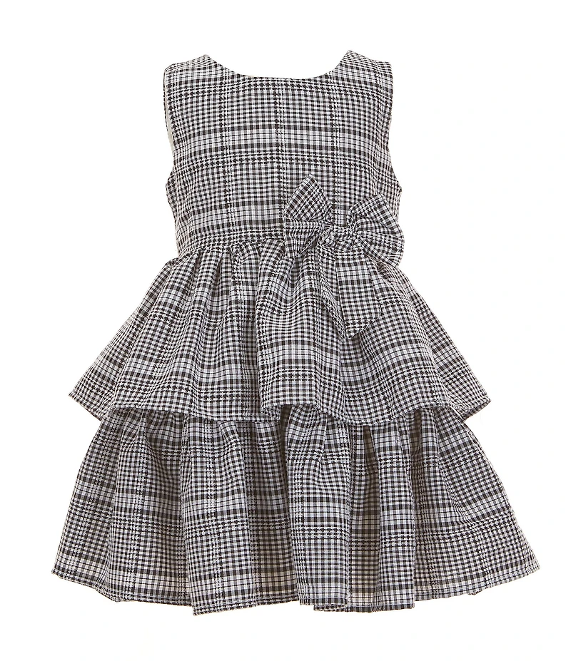 Popatu Little Girls Sleeveless Plaid Printed Fit & Flare Dress