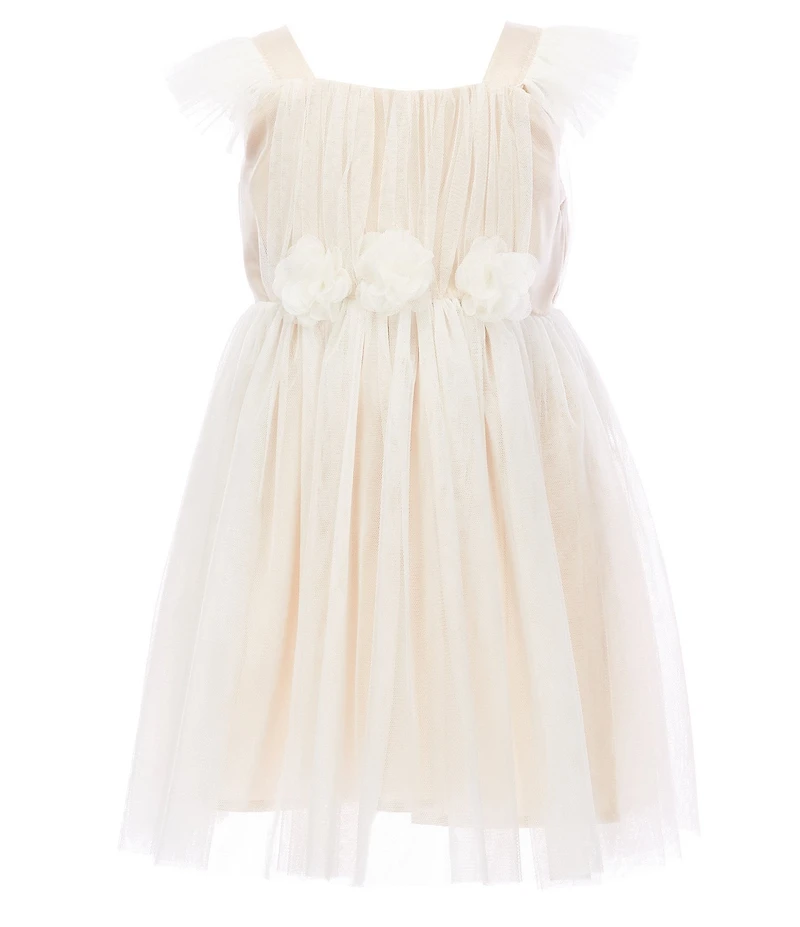 Popatu Little Girls Tulle Flutter Sleeve Dress