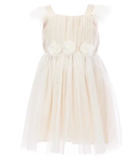 Popatu Little Girls Tulle Flutter Sleeve Dress