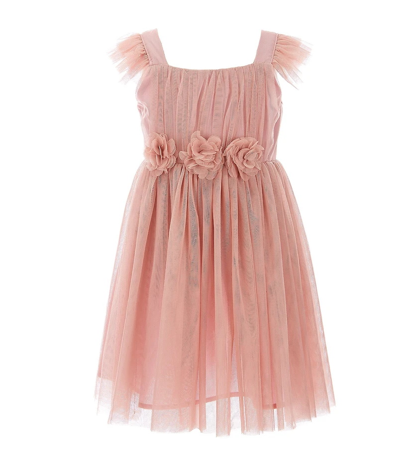 Popatu Little Girls Tulle Flutter Sleeve Dress