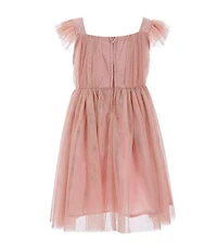 Popatu Little Girls Tulle Flutter Sleeve Dress