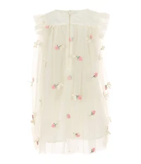 Popatu Little Girls Flutter-Sleeve Bow-Accented Floral-Embroidered Float Dress