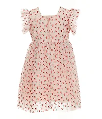 Popatu Little Girls Ruffled-Sleeve Cherry-Printed Fit-And-Flare Dress