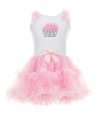 Popatu Little Girls Sleeveless Cupcake-Appliqued Tutu-Skirted Dress