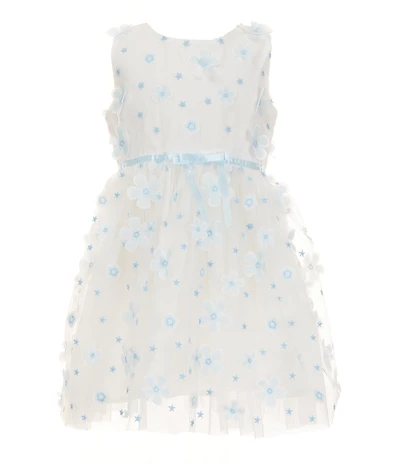 Popatu Little Girls Sleeveless 3D Flower-Appliqued Fit-And-Flare Dress