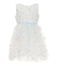 Popatu Little Girls Sleeveless 3D Flower-Appliqued Fit-And-Flare Dress