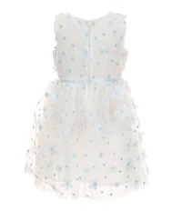Popatu Little Girls Sleeveless 3D Flower-Appliqued Fit-And-Flare Dress