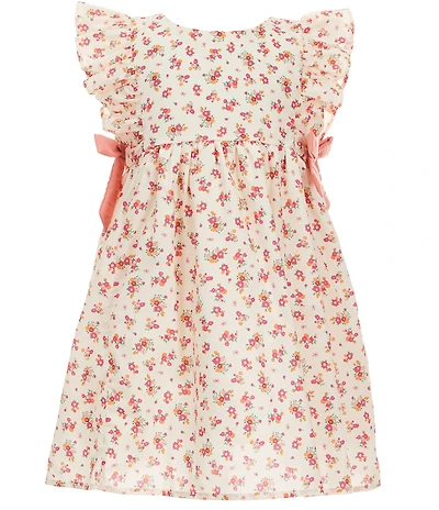 Popatu Little Girls Flutter Sleeves Floral Print Side Bow Dress