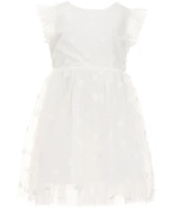 Popatu Little Girls Flutter-Sleeve Patterned-Lace Fit-And-Flare Dress