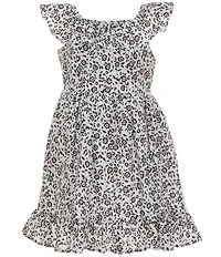 Popatu Little Girls Flutter-Sleeve Printed Fit-And-Flare Dress