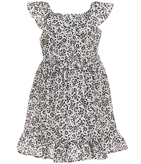 Popatu Little Girls Flutter-Sleeve Printed Fit-And-Flare Dress