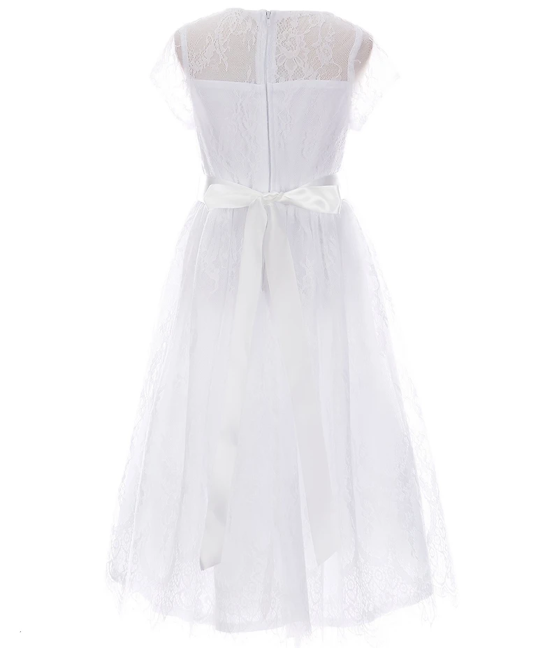 Poppies and Roses Big Girls Jeweled Detail Illusion Lace Tea Dress