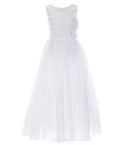 Poppies and Roses Big Girls Lace Mesh Communion Dress