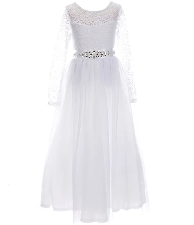 Poppies and Roses Big Girls Long Sleeve Lace Bodice Ballgown
