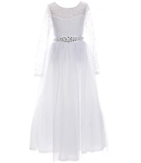 Poppies and Roses Big Girls Long Sleeve Lace Bodice Ballgown