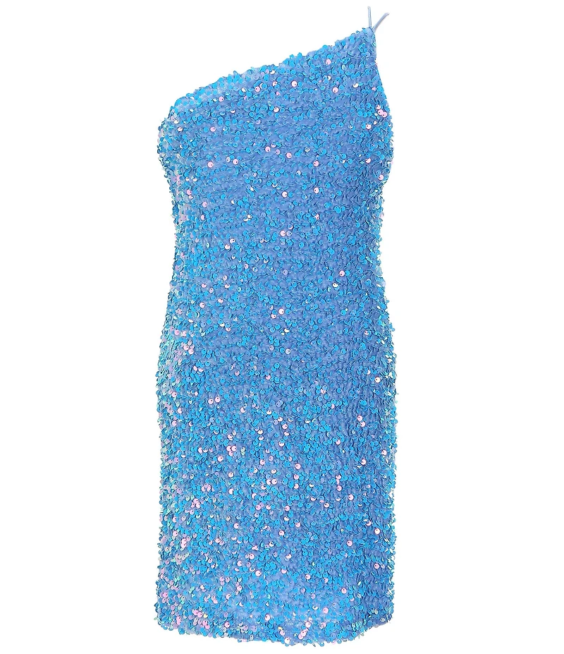 Poppies and Roses Big Girls One-Shoulder Sequin-Embellished Sheath Dress