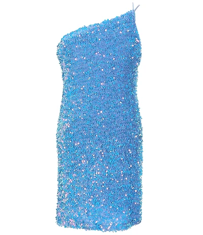 Poppies and Roses Big Girls One-Shoulder Sequin-Embellished Sheath Dress