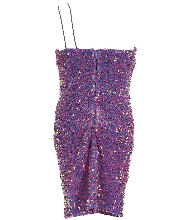 Poppies and Roses Big Girls One-Shoulder Sequin-Embellished Sheath Dress