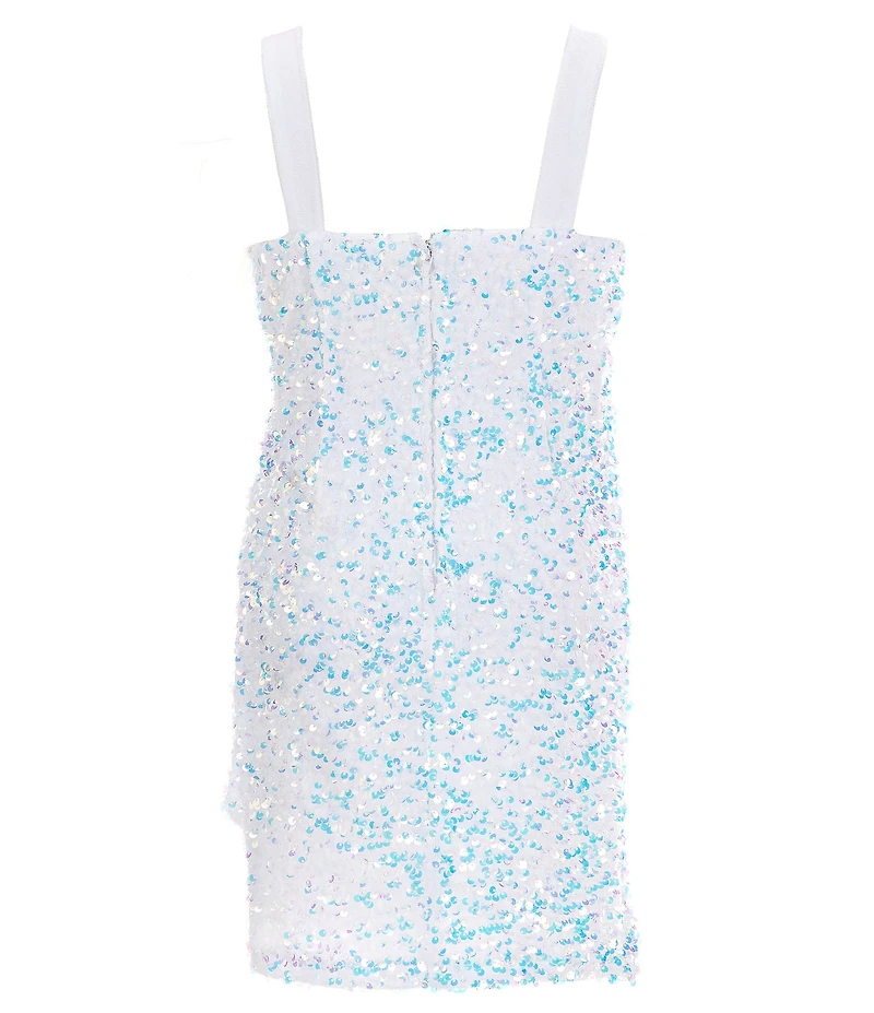 Poppies and Roses Big Girls Plume-Trim Stretch Sequin Dress