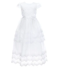 Poppies and Roses Big Girls Point de Venise Lace-Trimmed Communion Dress